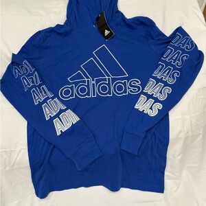 Adidas Men's Bold Blue Logo Hoodie